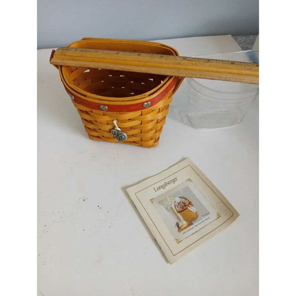 Longaberger 2001 Love Notes Basket W/ Liner & Tie On Heart Pamphlet